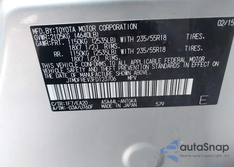 2015 Toyota Rav4 Limited from USA, damaged, VIN JTMDFREV3FD123706